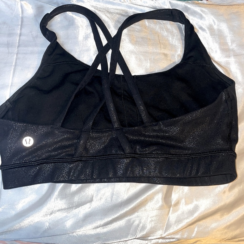 Black shimmer Lululemon bra size small ( worn before ) in great condition still!